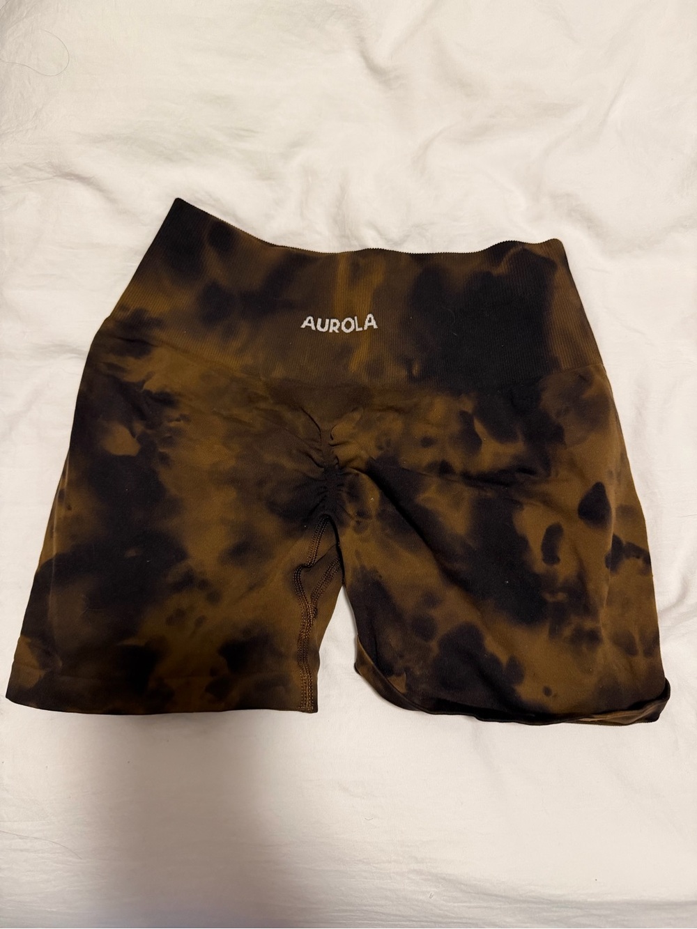 Aurola Women's Brown Tie-Dye Athletic Bike Shorts